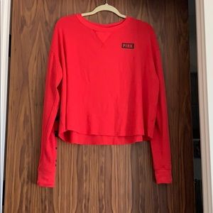 Pink brand cropped long sleeve shirt